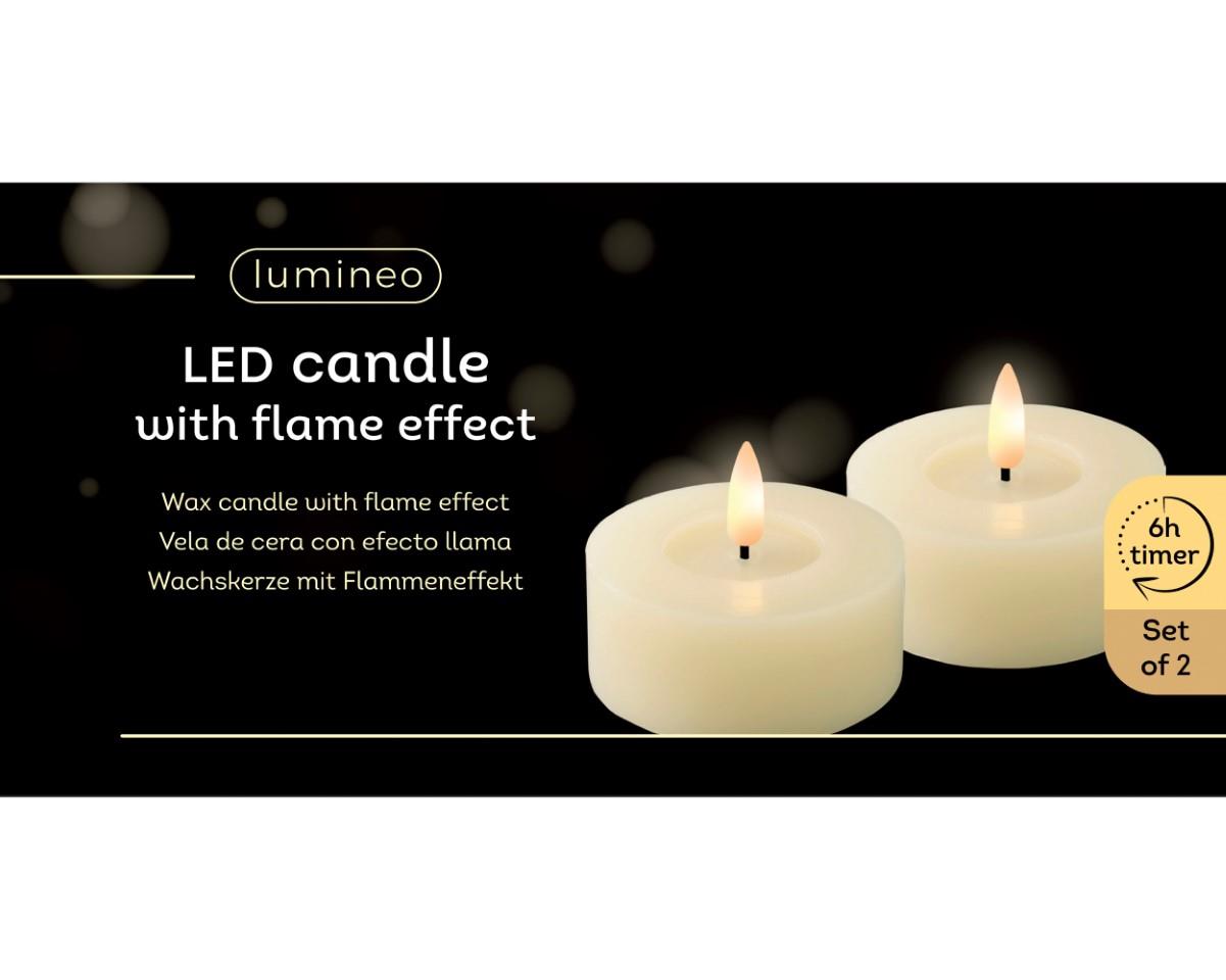 Teelicht LED Wachs indoor creme D7cm