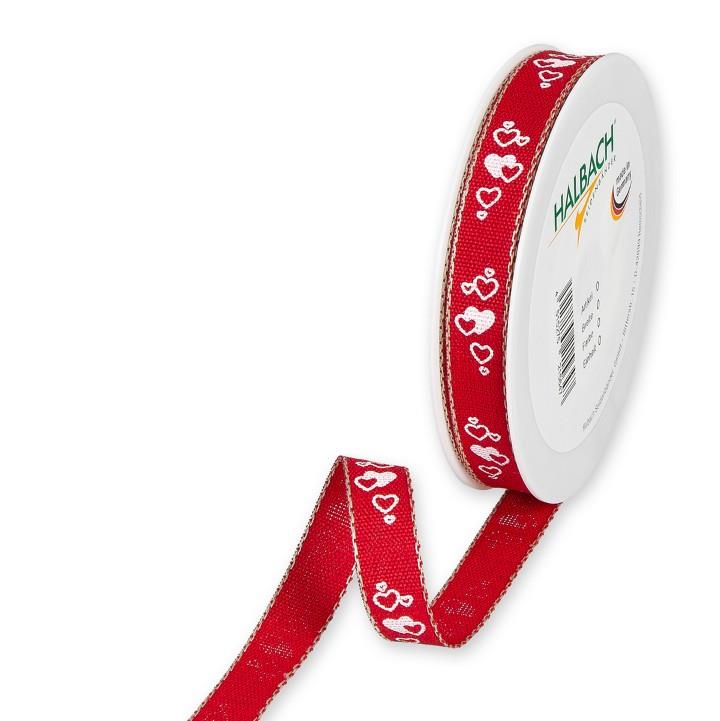 Druckband Herzen 15 mm 20 Meter red 77