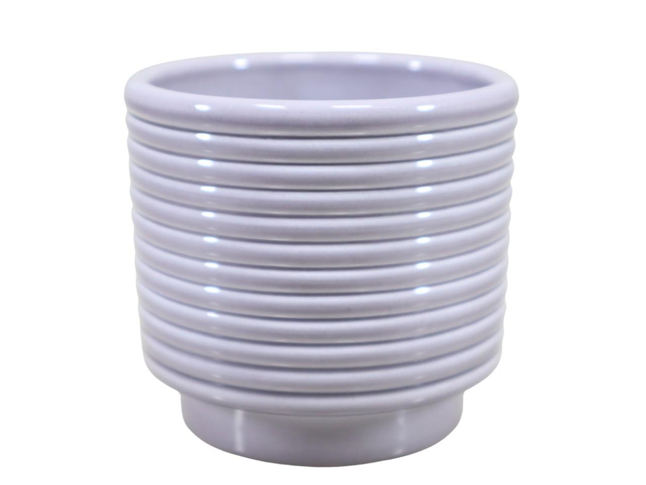 Cylindroübertopf m. Fuß Rings Keramik grau-lasur 16,5cm