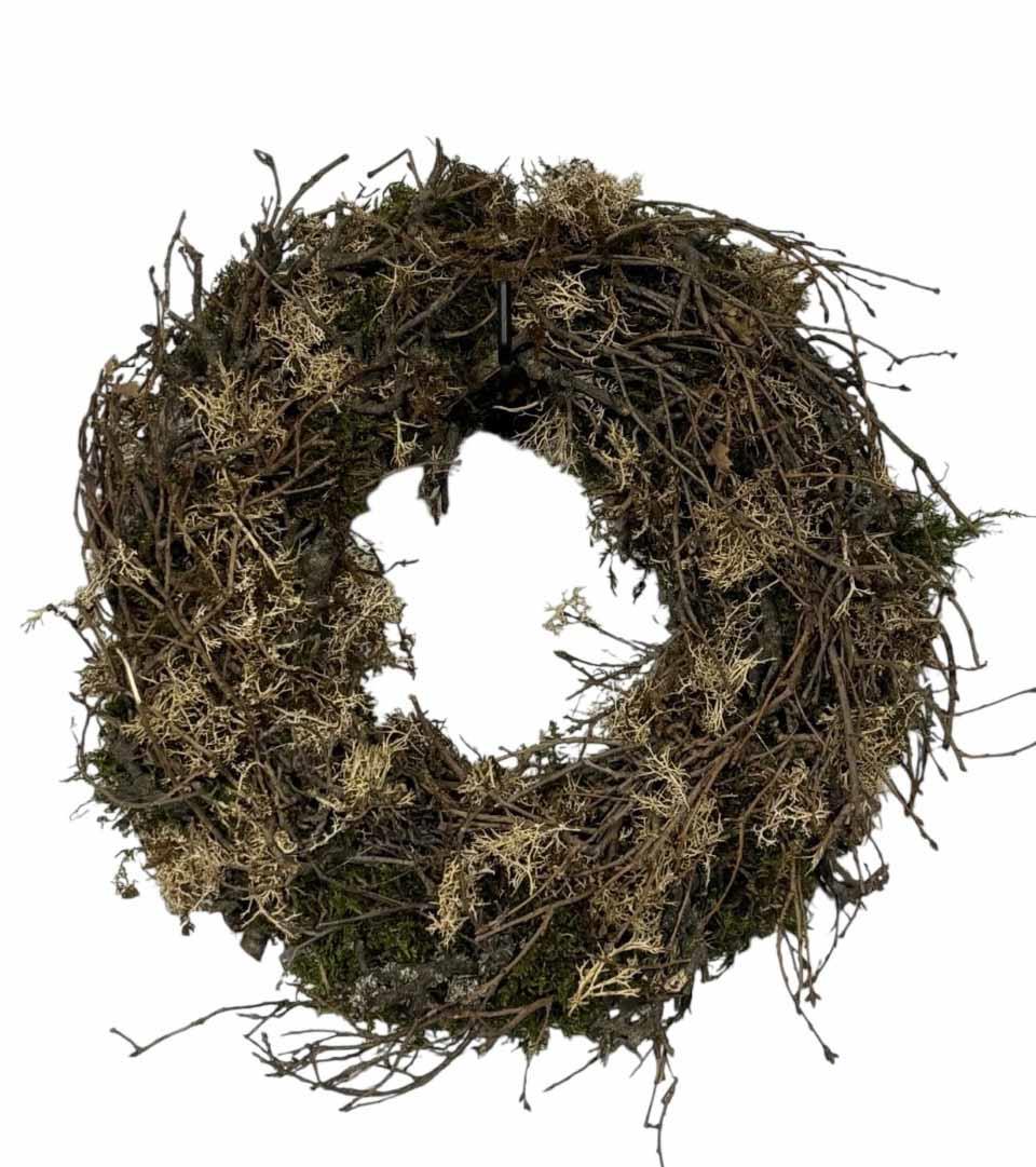 Kranz aus Bonsai mit Igelmoos präpariert natur D35 cm