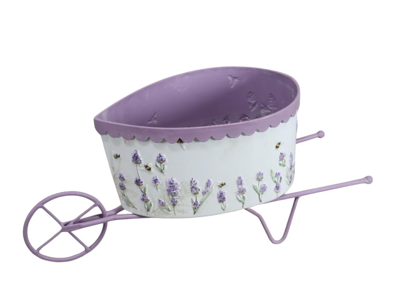 Schubkarre "Lavendeldeko" Metall flieder-weiß L46,5cm