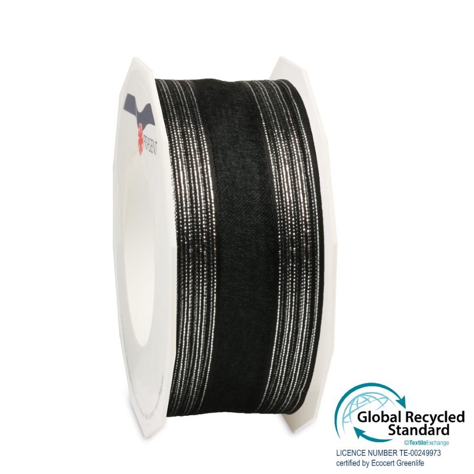 Trauerflor-Band Palma 40mm 20 Meter schwarz/silber 813