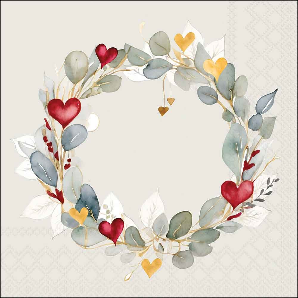 Serviette 33x33 cm Eukalyptuskranz bunt