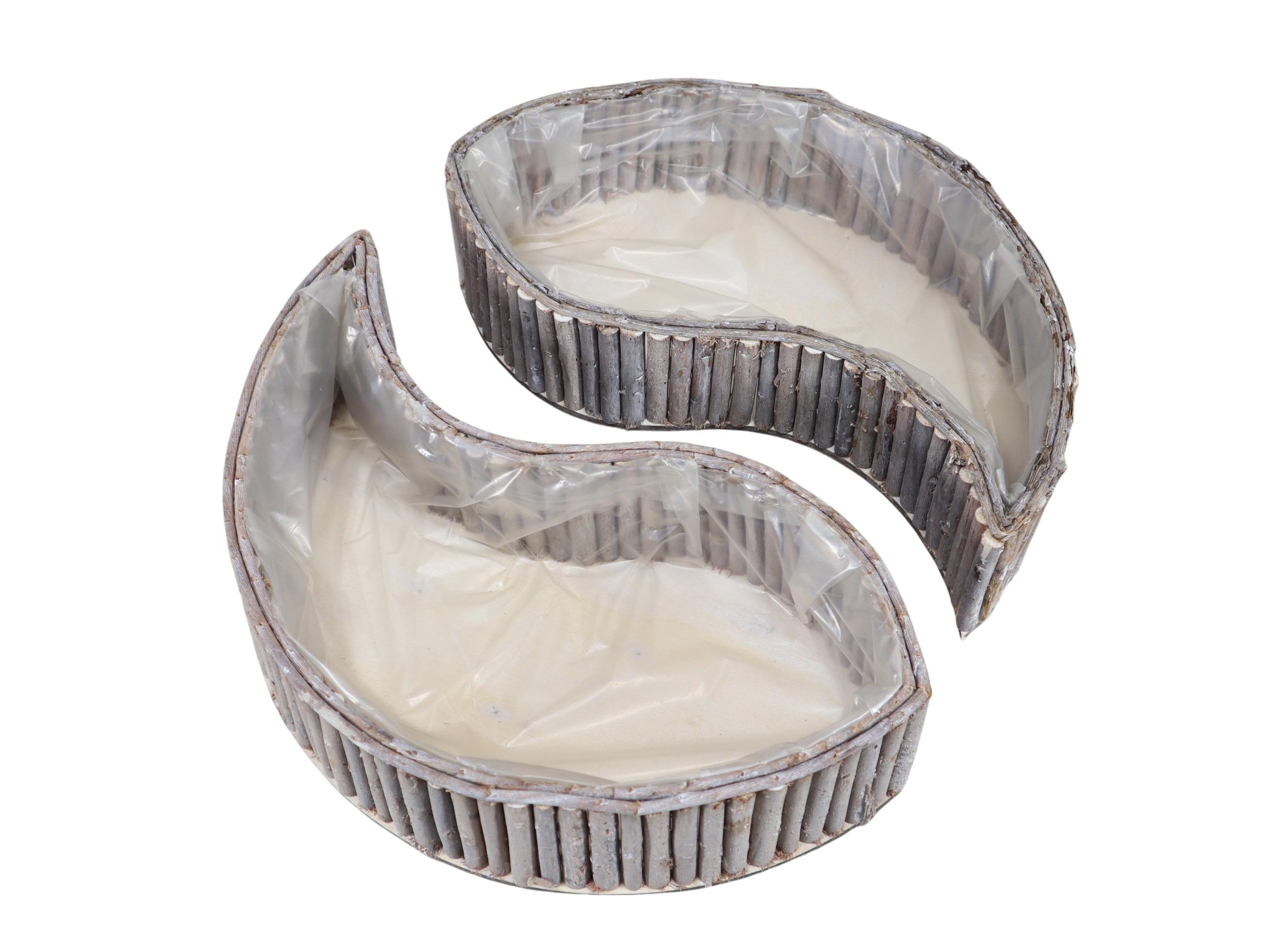 Pflanzkorb Tropfenform Holz white-washed L41cm