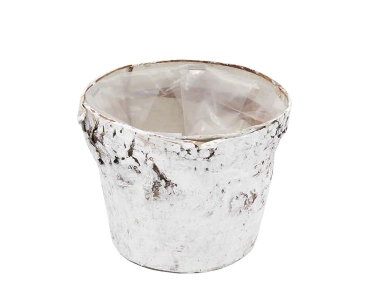 Topf Birkenrinde m. Folie weiß D18cm