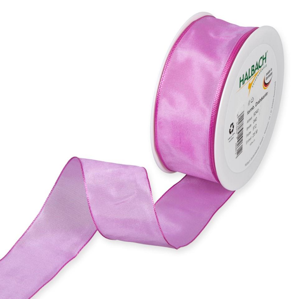 Drahtkantenband 40mm dunkelrosa 512
