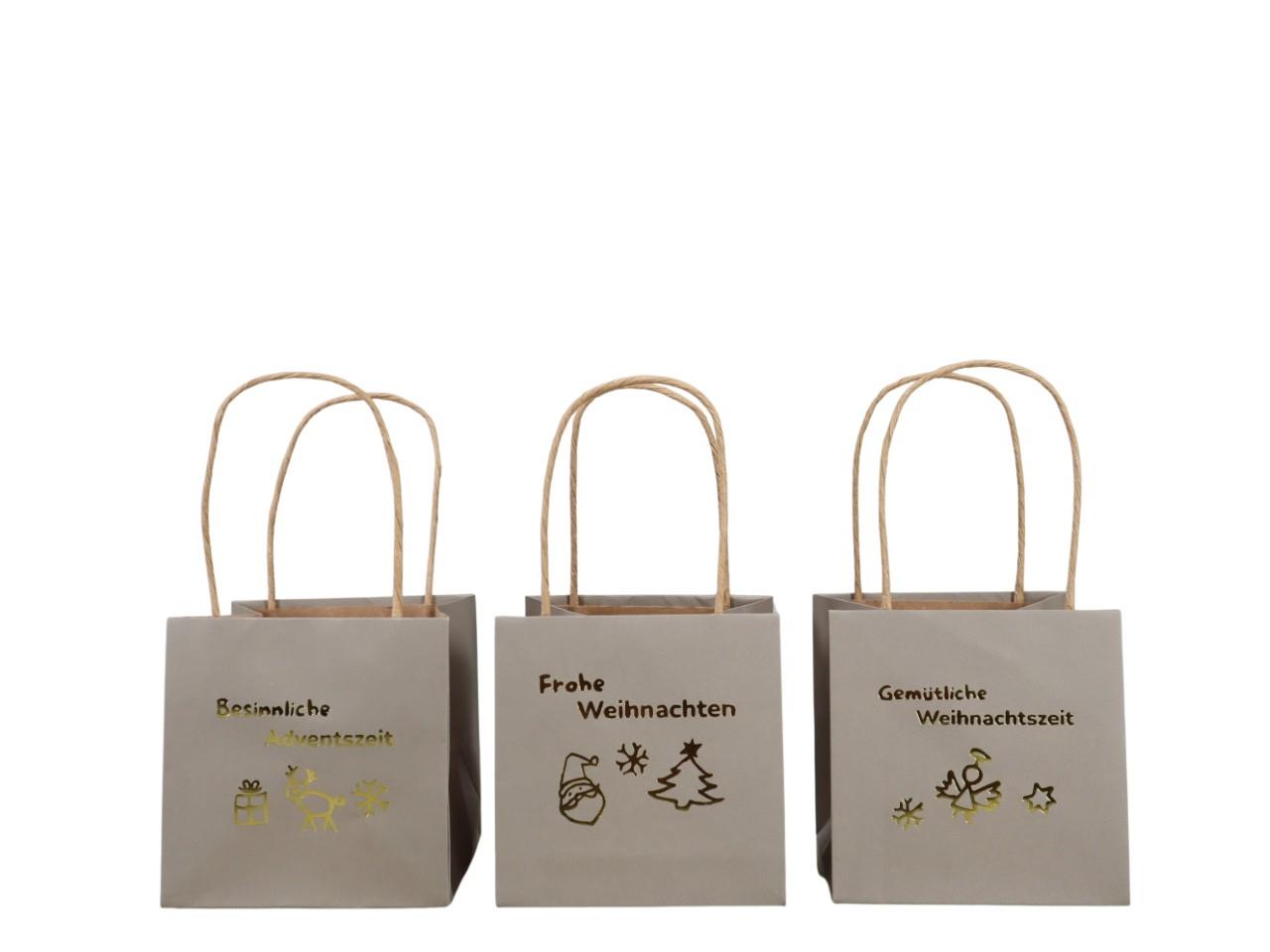 Pflanztasche Weihnachtszeit Papier taupe/gold D12cm