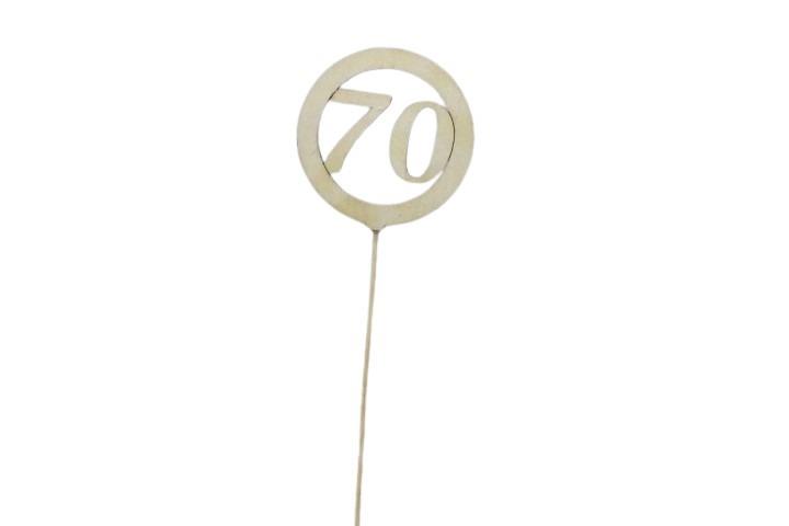 Stecker Jubiläum 70 Holz natur D7cm H27cm