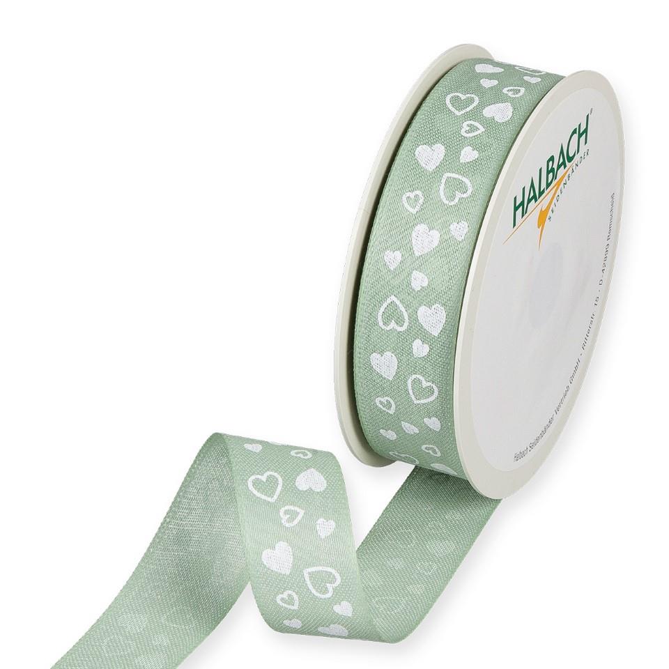 Druckband Herzen 25 mm 18 Meter mint 128