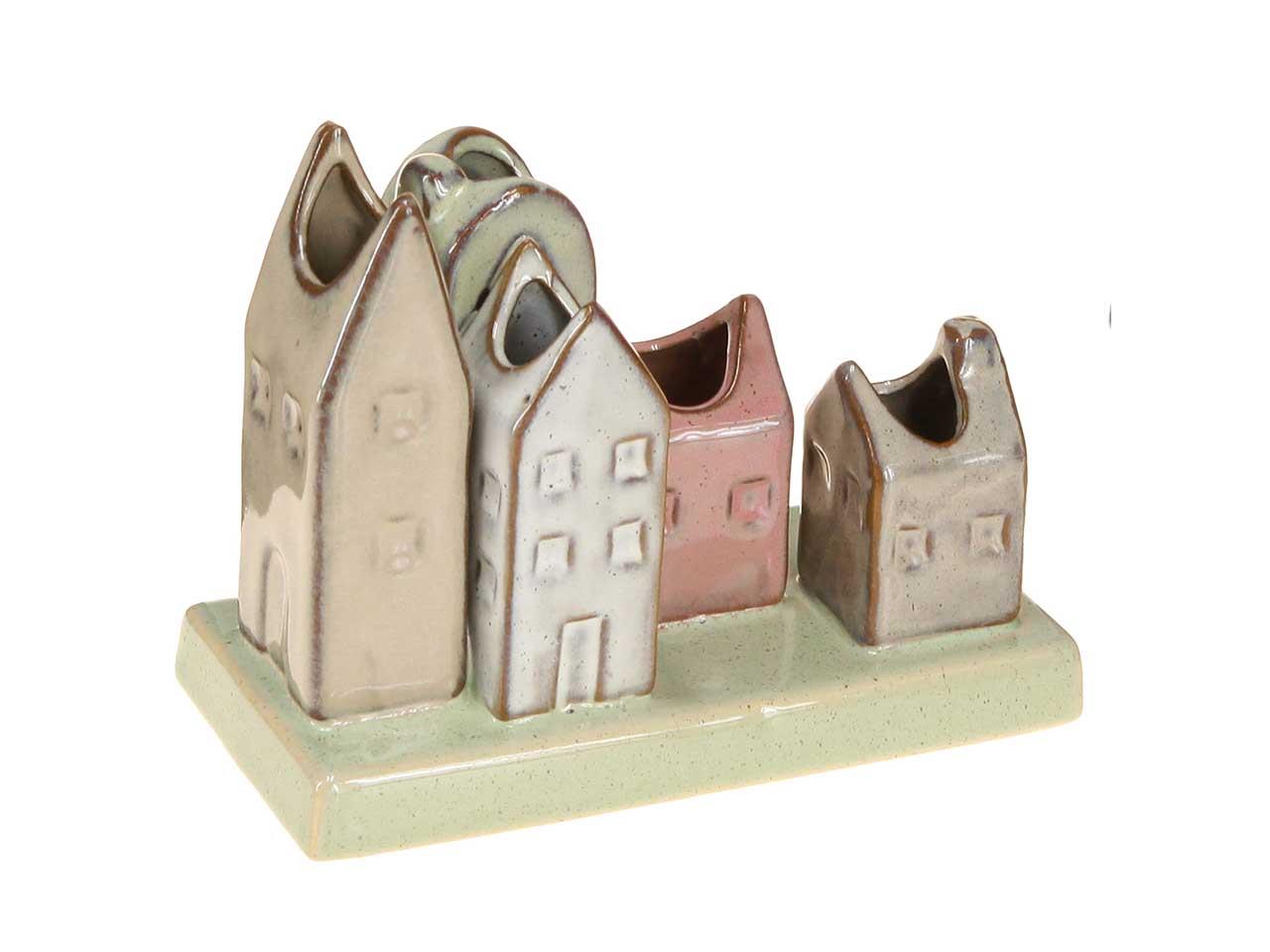 Häusertablett Amsterdam Keramik farbmix L14,5xH11cm