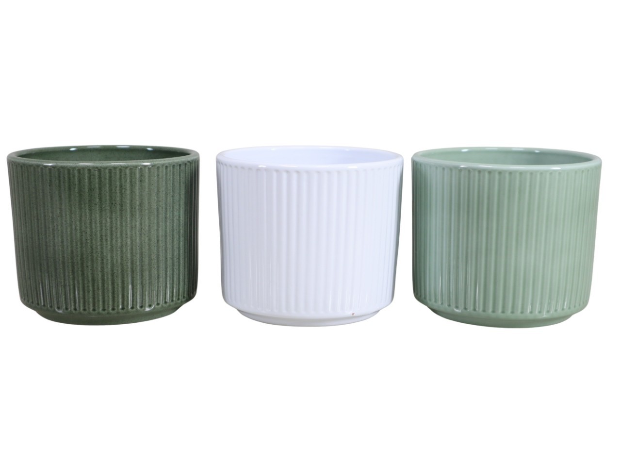 Keramikübertopf Stripes grün mix D16cm