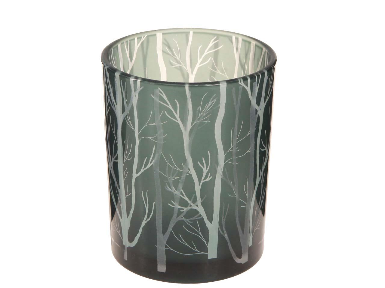 Windlicht Baumstämmdekor Glas grau D12cm