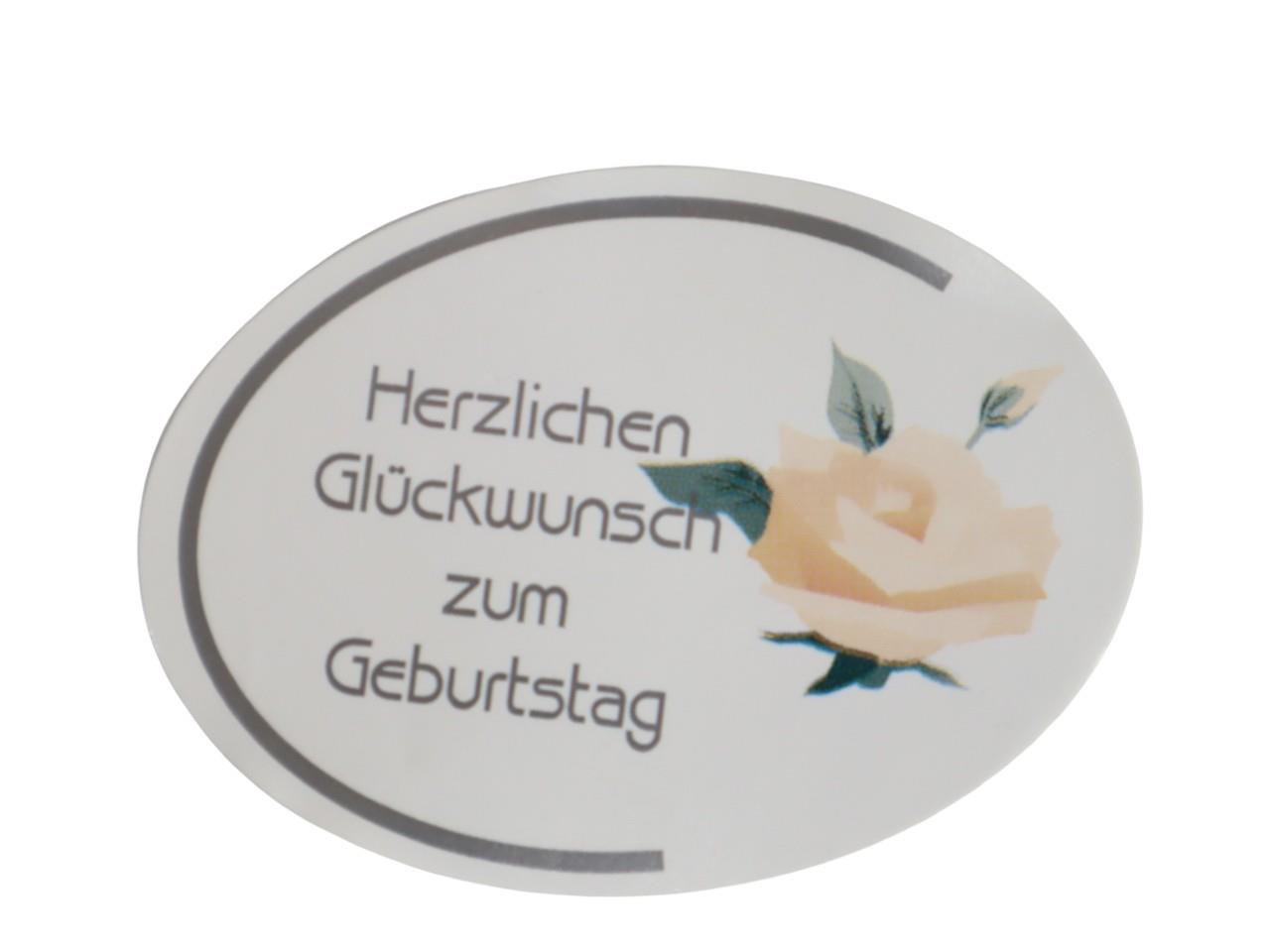 Etikett oval Herzl.Glückw. zum Geburtstag 53-42 mm 250 Stück