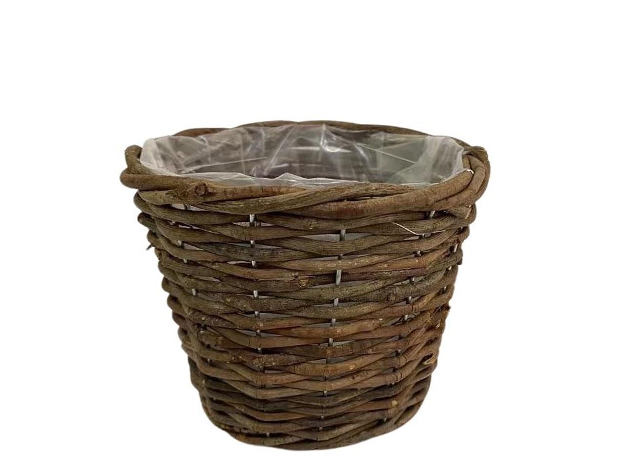 Korbübertopf rund Rattan natur D26cm