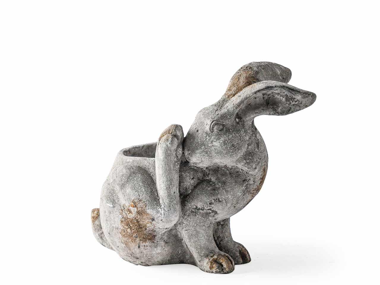 Pflanztopf Hase Zement antik grau L33,5xH29cm