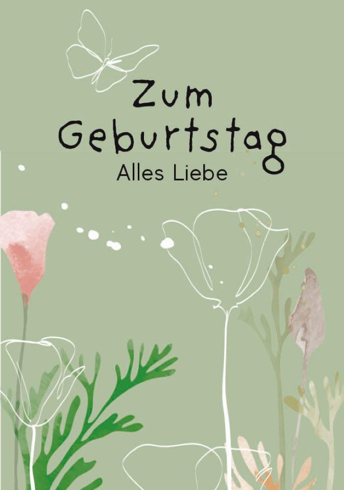 Minikarten Zum Geburtstag alles Liebe  7,5x5 cm