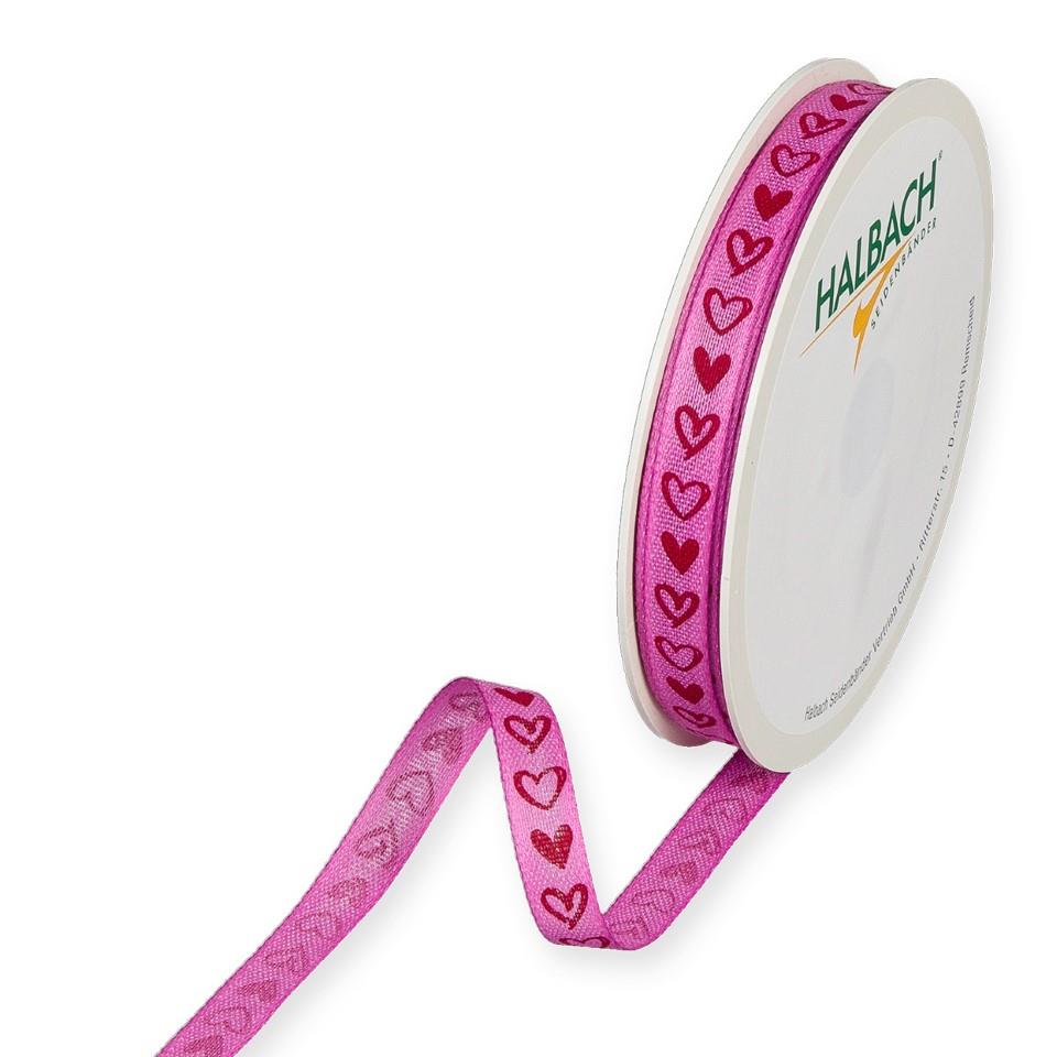 Druckband Herzen 10 mm 20 Meter pink/rot 512