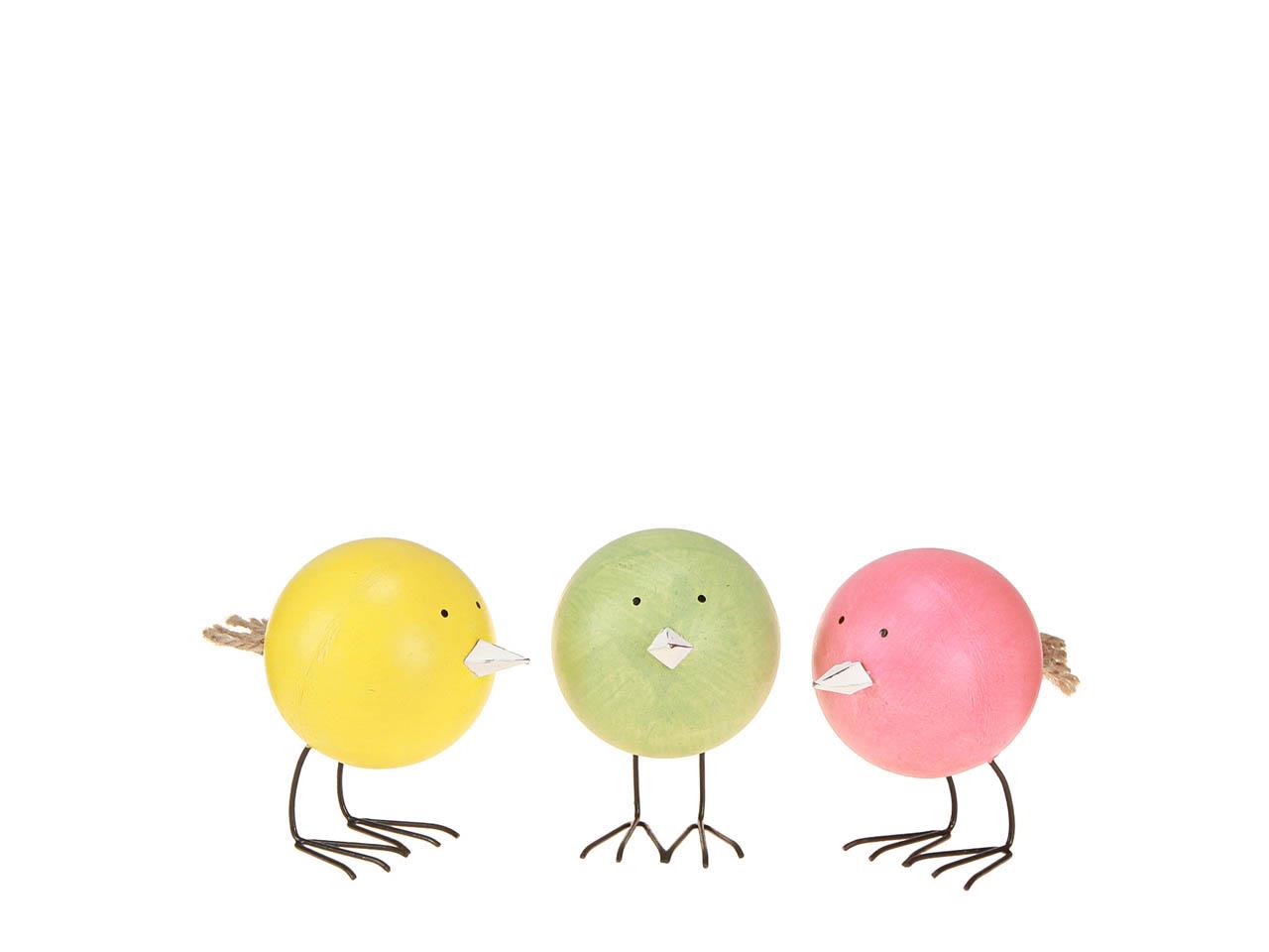 Vogel Brösel Vollholz auf Metallfuß farbmix D9,8cm