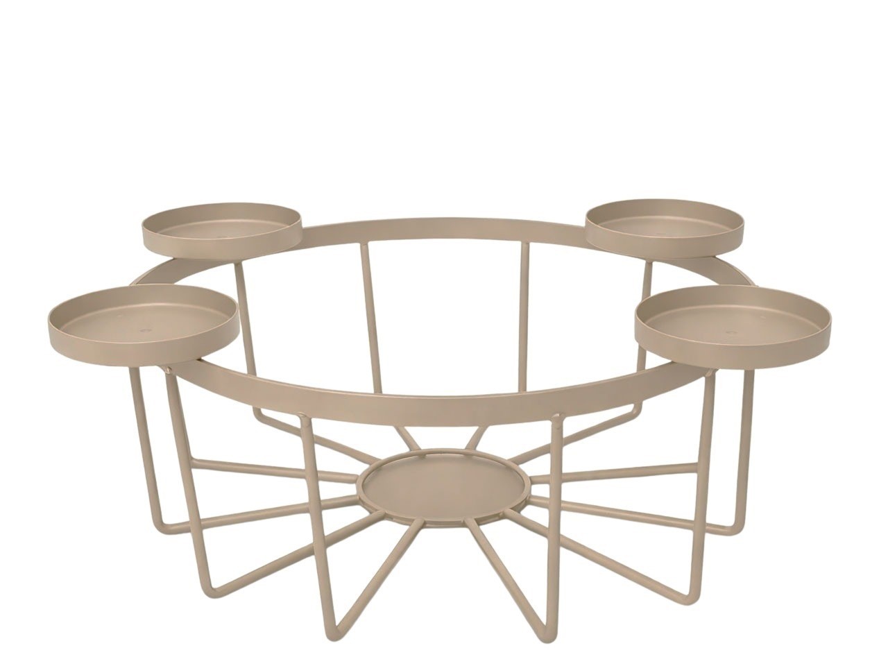 Schale mit 4 Teelichthalter D8,5cm taupe matt D30xH17cm