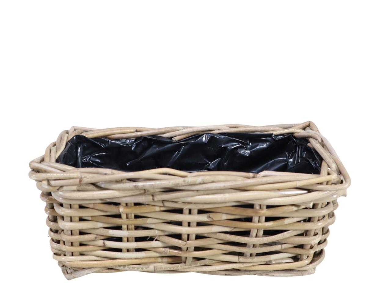 Pflanzrechteck  Kubu-Rattan grau L32x16xH14cm