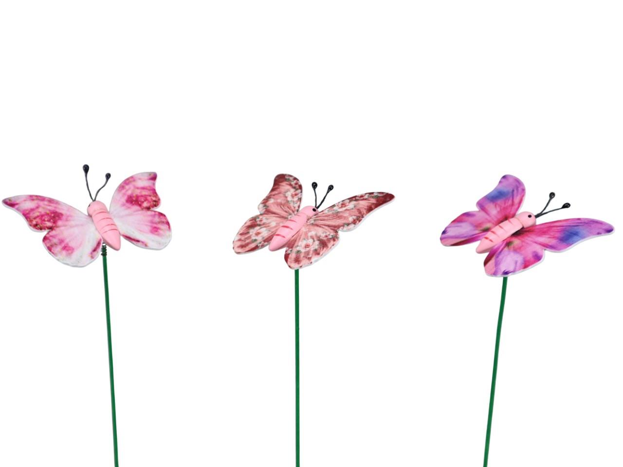 Stecker Schmetterling Holz pink/lila/rosa D8,2xL25cm