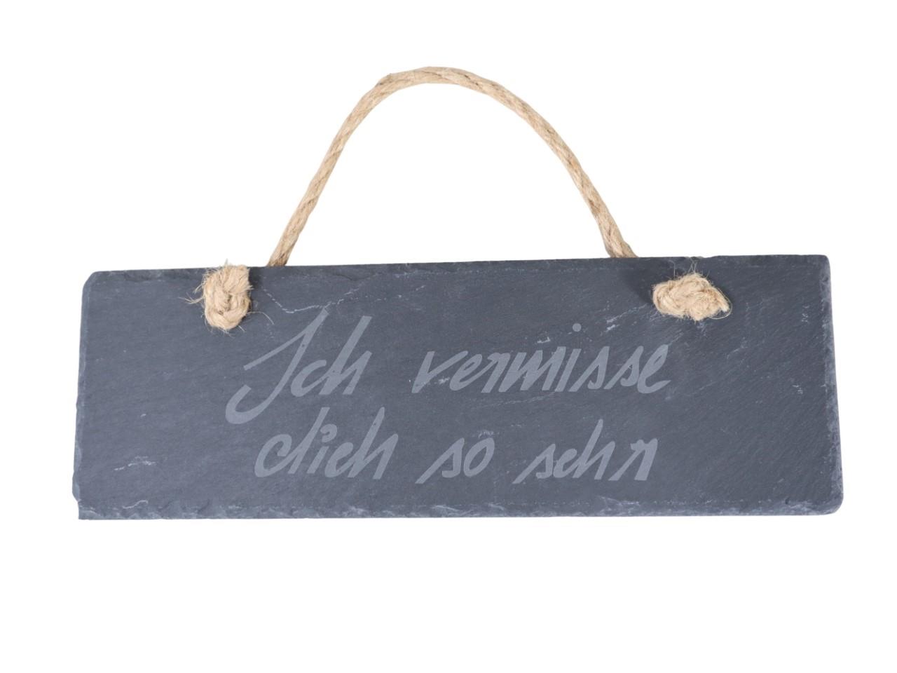 Schildhänger Ich vermisse dich.. Schiefer schwarz L30cm