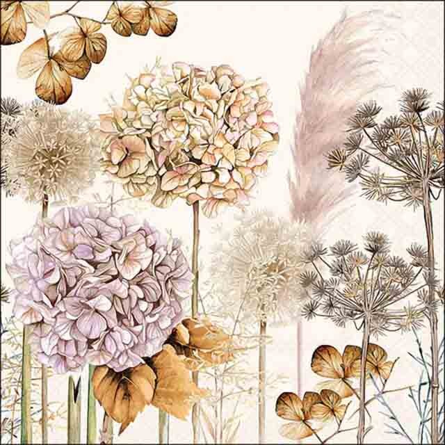 Serviette 33x33 cm Trockenblumen