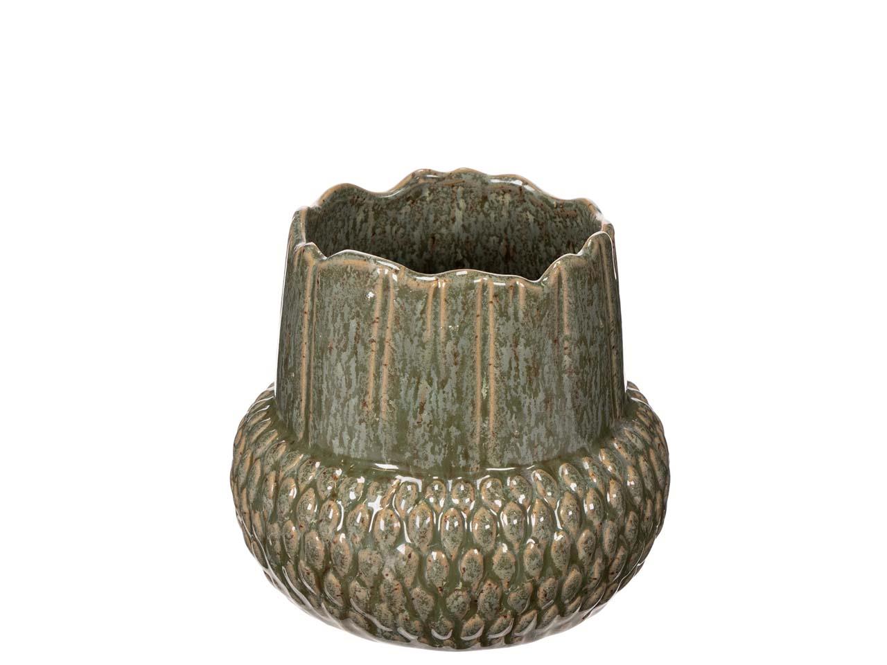 Übertopf Eichelform Keramik grün D12xH10,5 cm