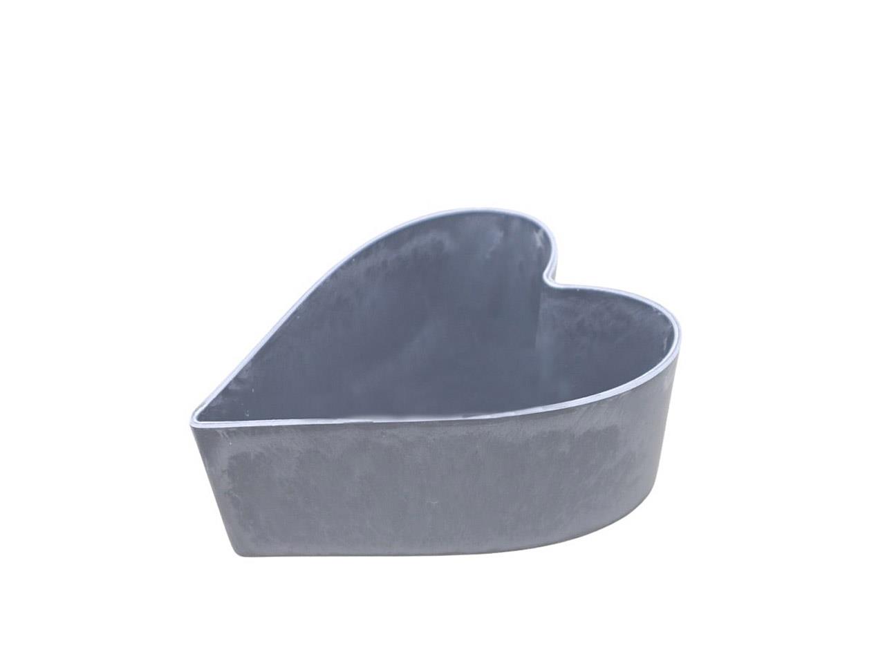 Herzschale KARA Kunststoff grau L17x14cm H6,5cm