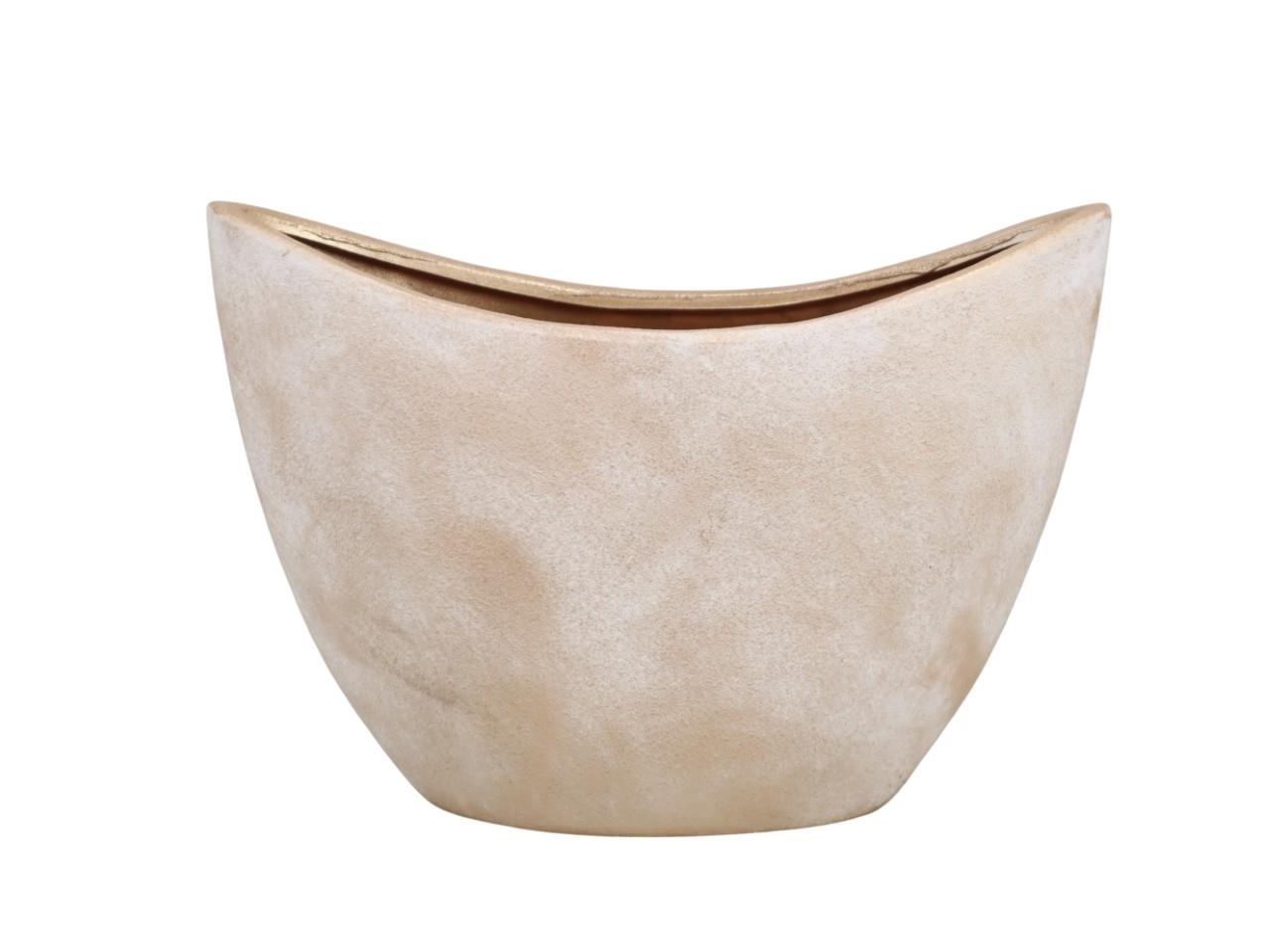 Schiffchen Hoch Keramik natur-champgner L34xH24cm