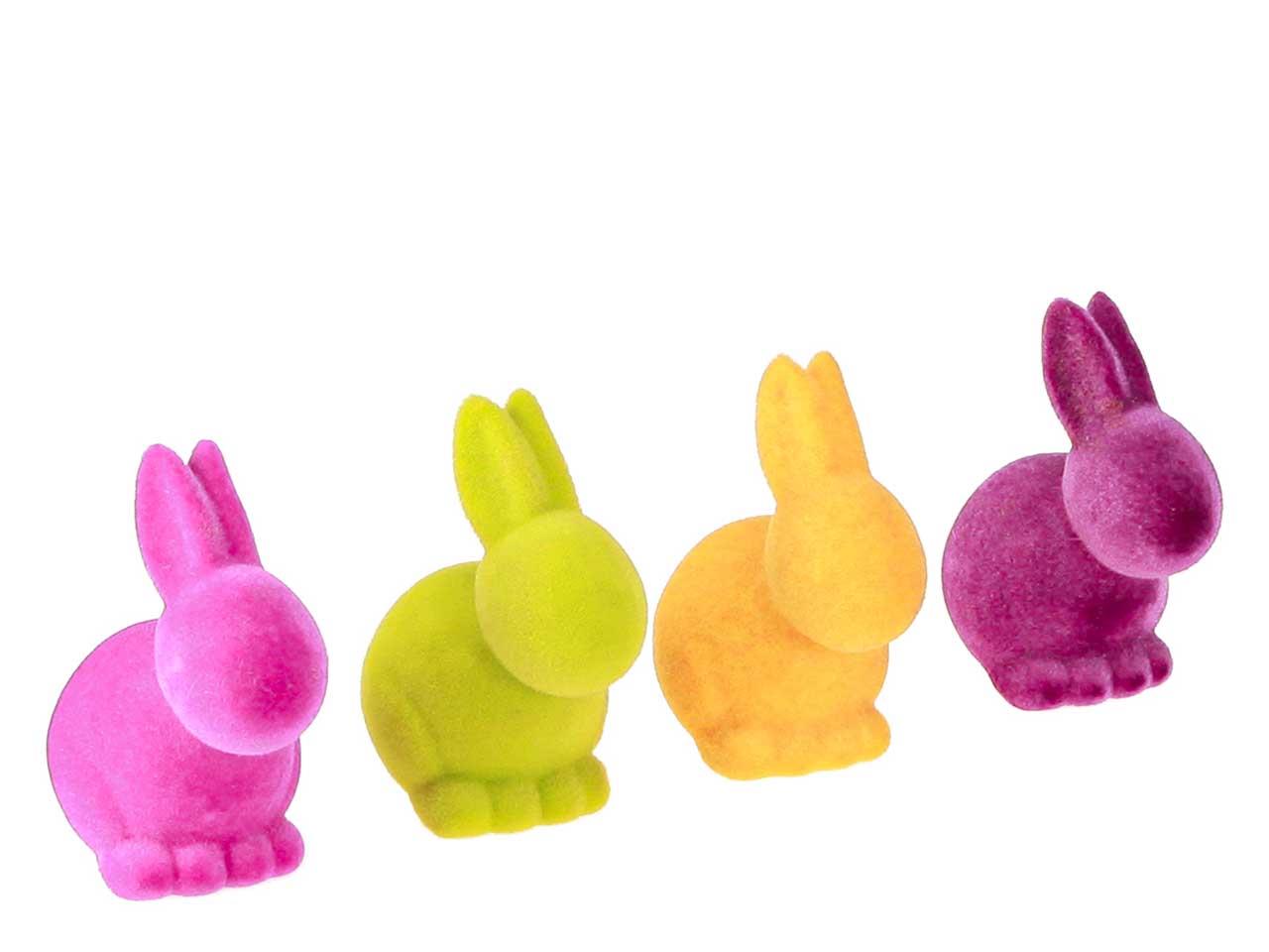 Hase sitzend beflockt Kunststoff farbmix D9cm