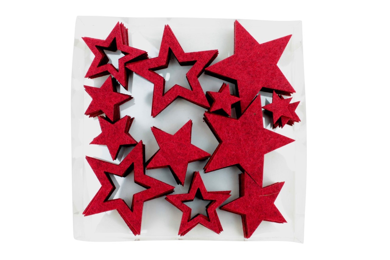 Streuer Filzsterne Mix Deluxe 6-fach dunkelrot D2,5-6,8cm