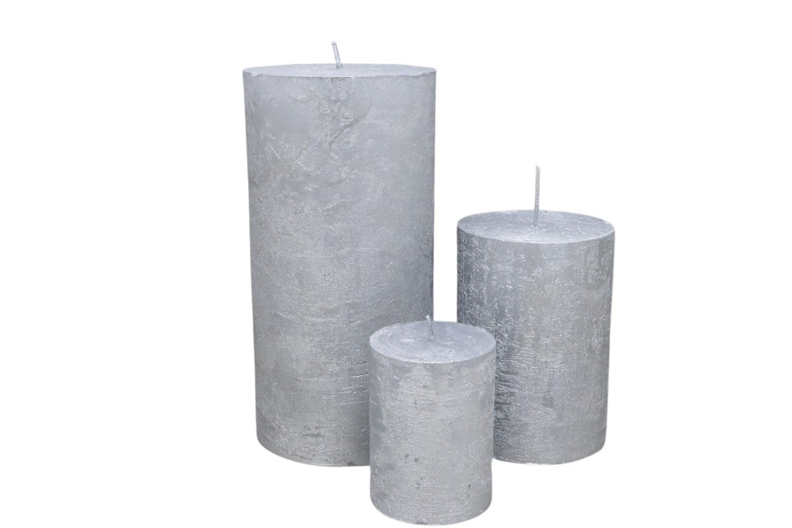Kerze Rustika 200/100mm silber lackiert
