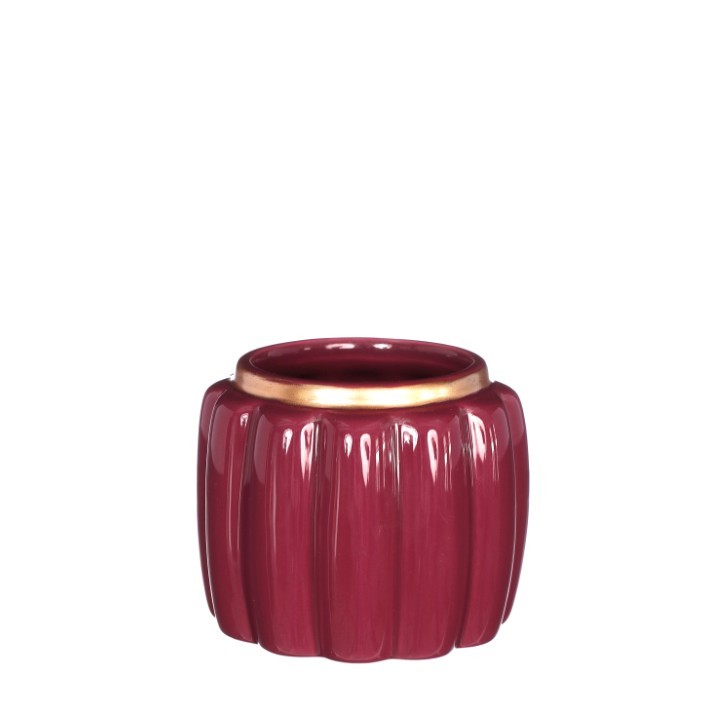 Übertopf Sitzkissen Keramik bordeaux/gold D9,5cm