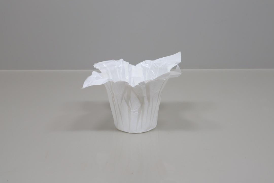 Deco Wraps Ribbed Kraftpapier wasserf. weiß D12,5xH10,5cm