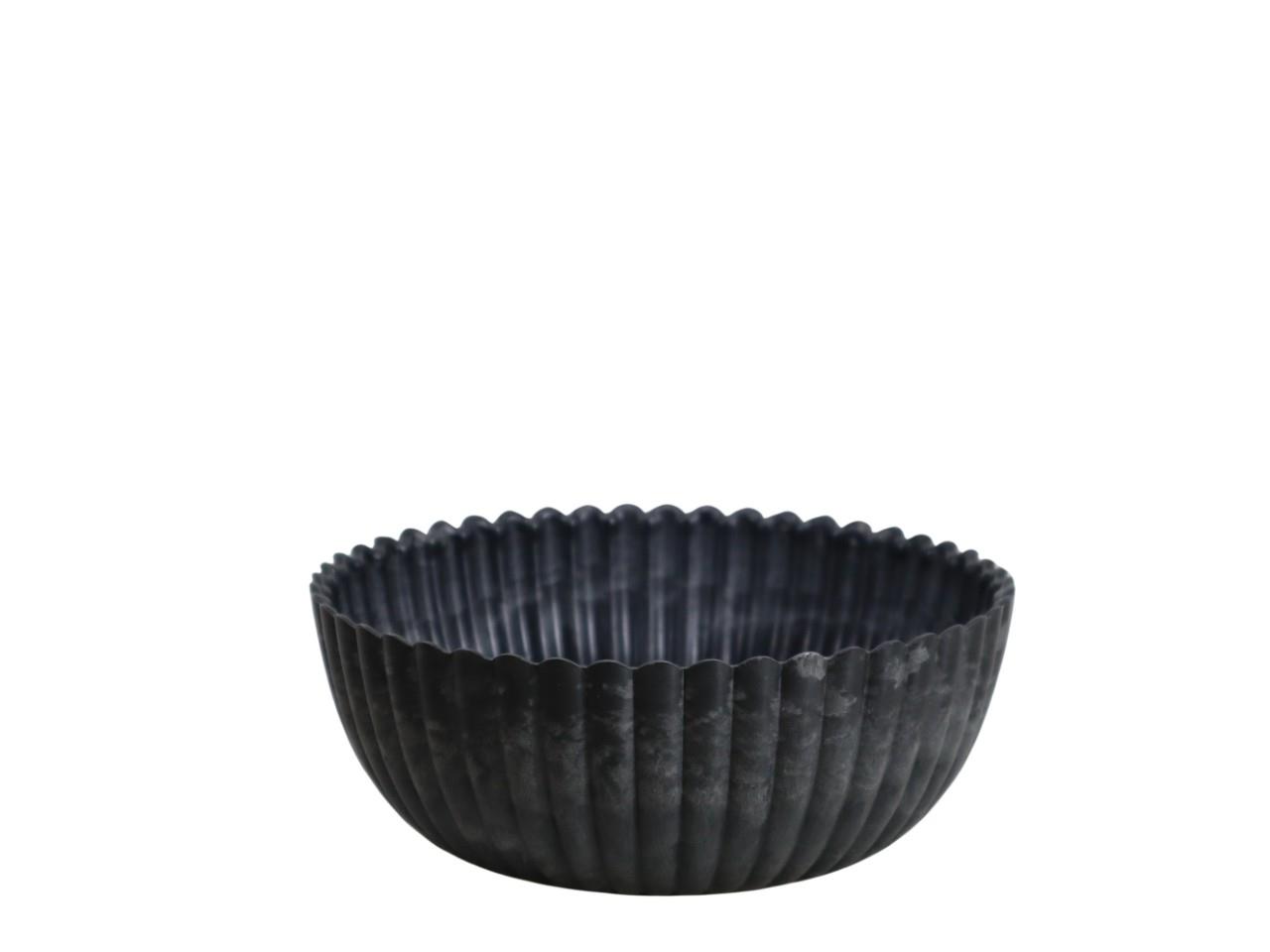 Schale rund KARA Rille Plastik anthrazit-natur D15cm