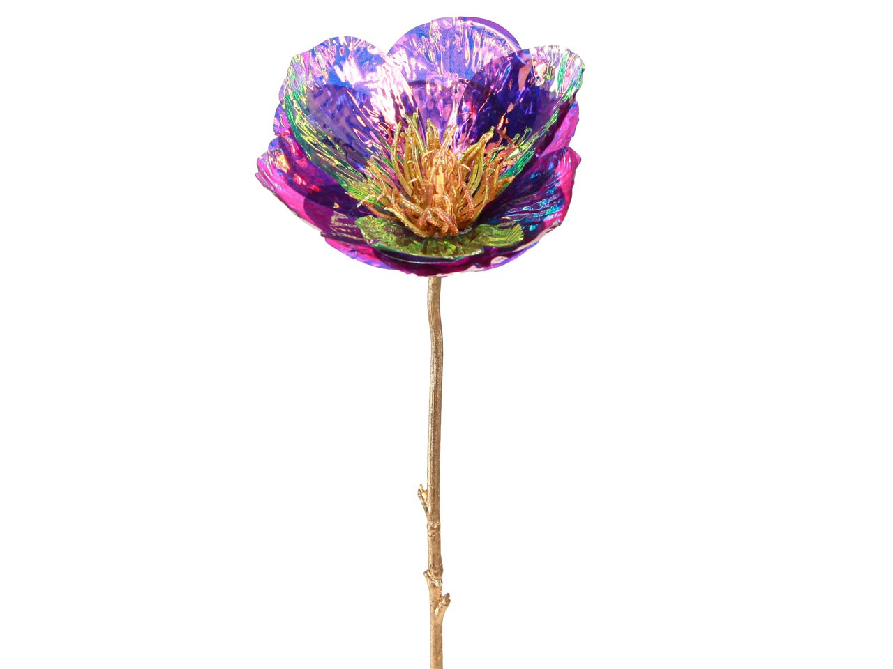 Schneerose Magnolie metallich X1, lila/gold, 46cm