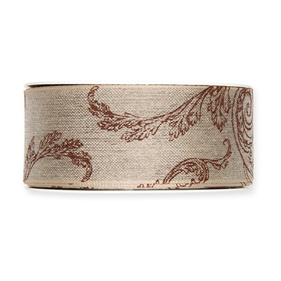 Leinen-Druckband Farn 40 mm 12 Meter brown 96