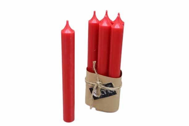 Stabkerze Rustika H180/21mm rot (4Bund a 6Stück)
