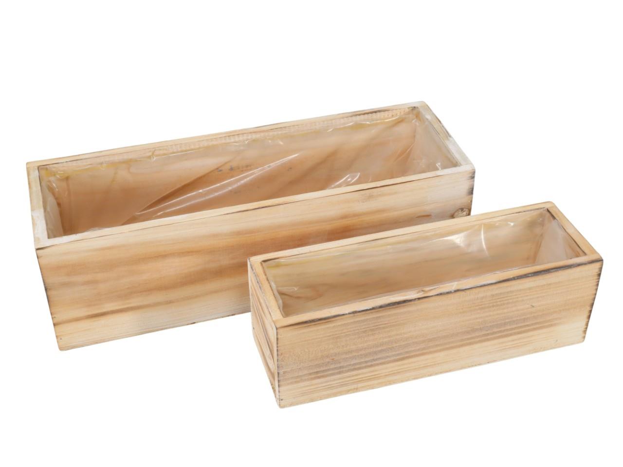 Pflanzkasten rechteckig Set/2 Holz natur 33x11 und 24x8 cm