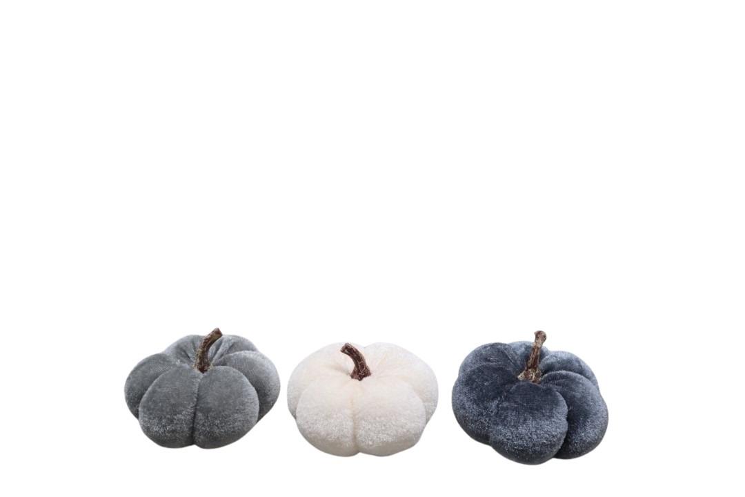 Kürbisse Samt grau/anthrazit/creme 8cm