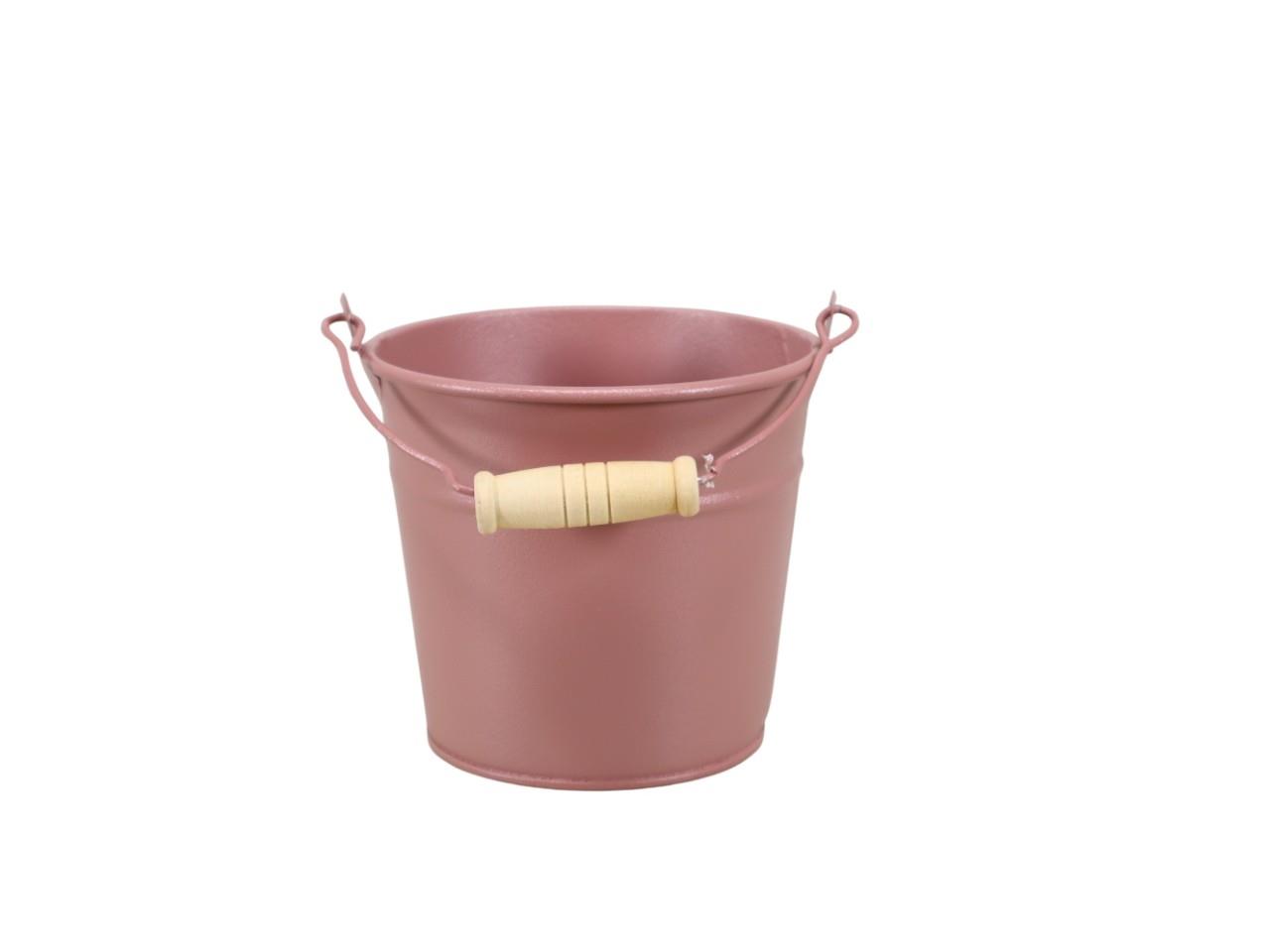 Übertopf mit Henkel Metall altrosa D11,5cm