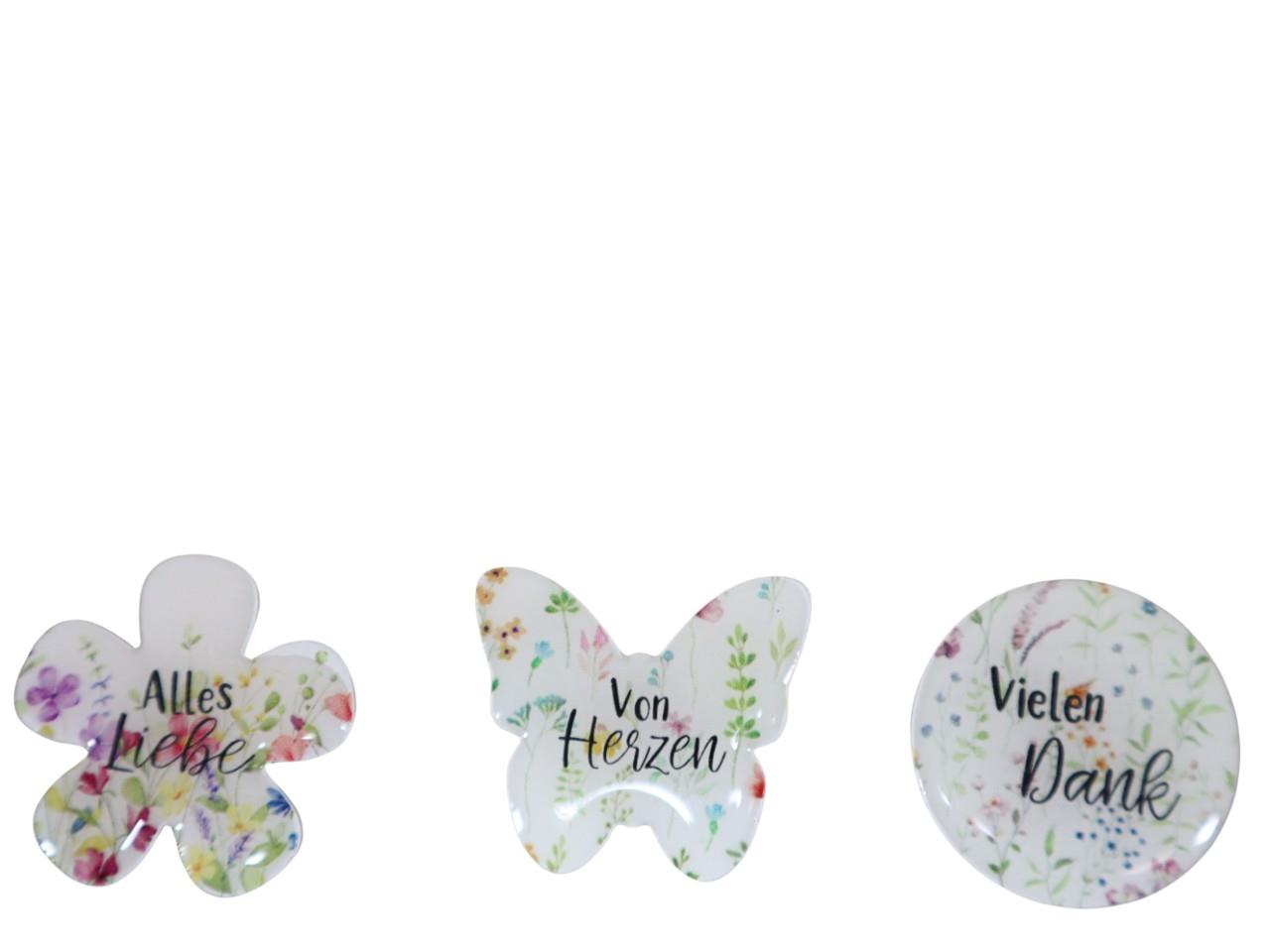 Streudeko sort. m. Klebepad Schrift Wiesenblume D3,4cm