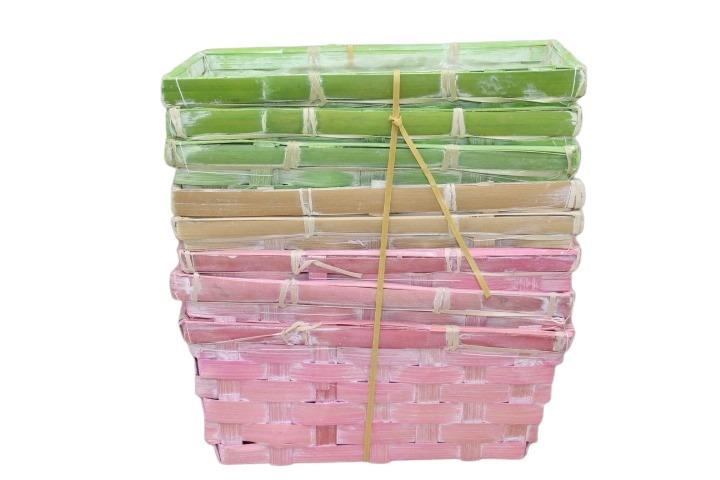 Bambuskorb L20cm rechteck pastellmix