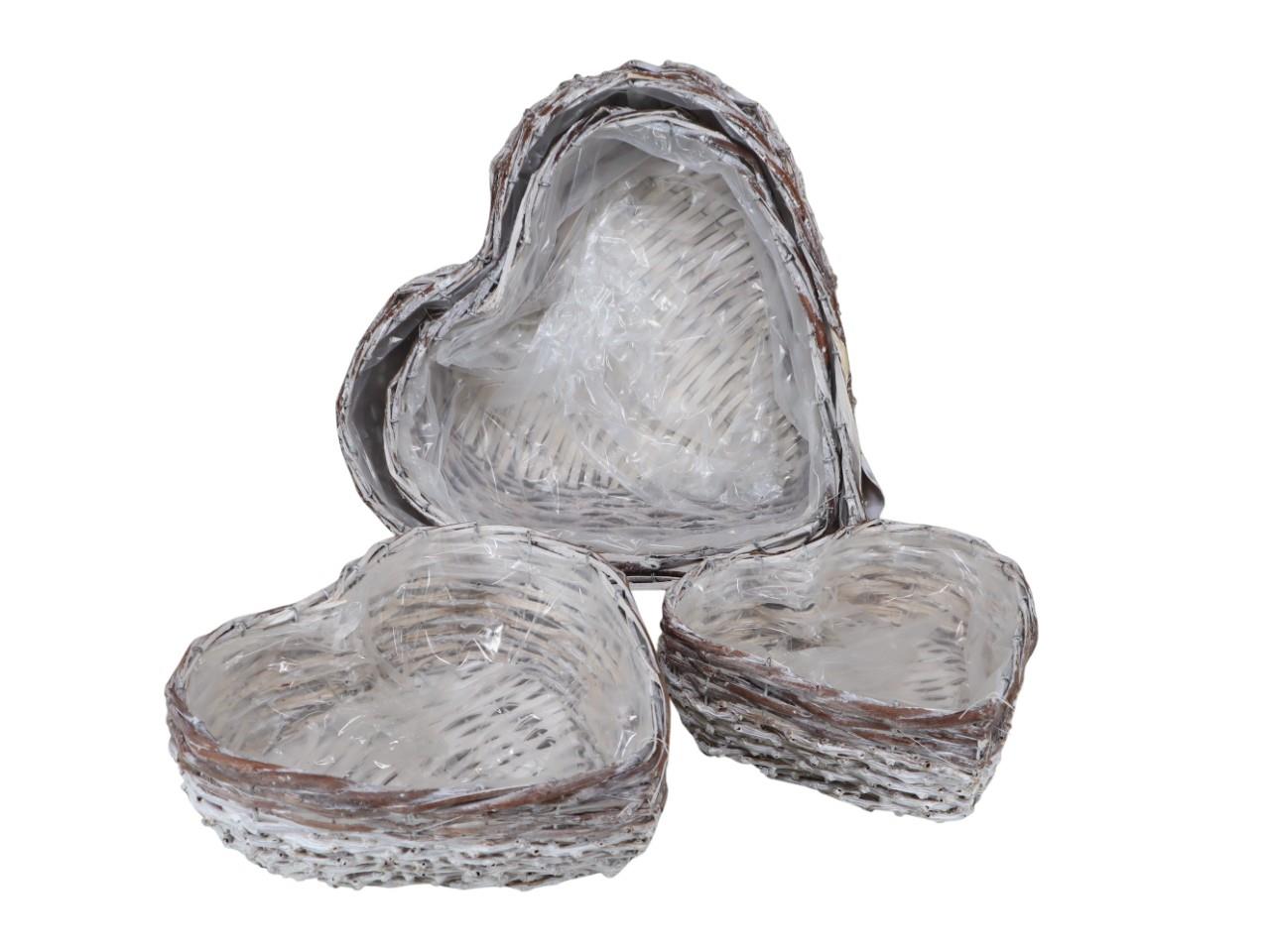 Pflanzherz Weide/Rattan Set/4 gekalkt  D42,35,30,25cm