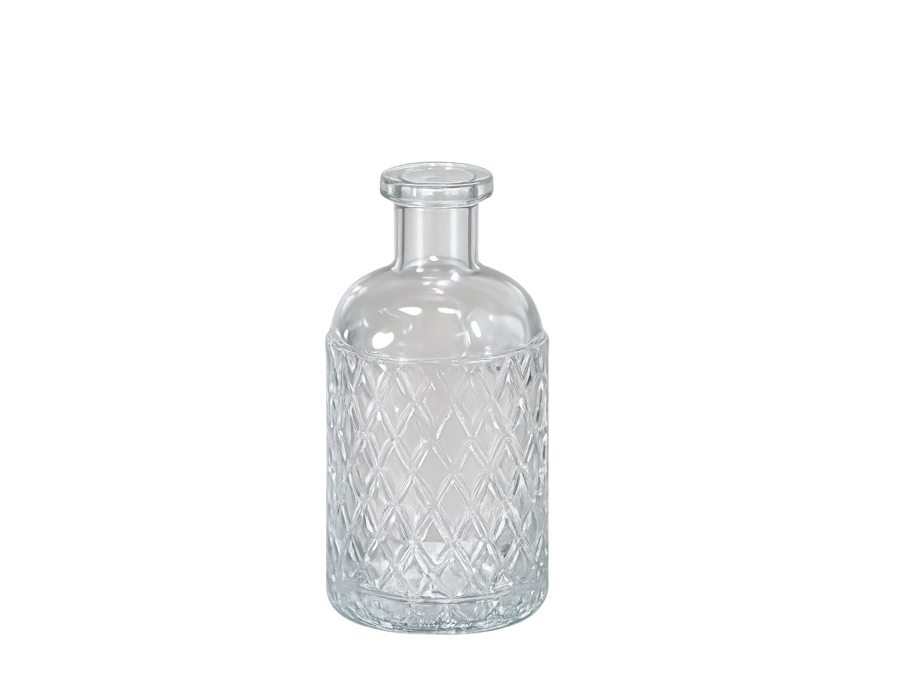 Flasche Glas klar Raute D7cm H13cm