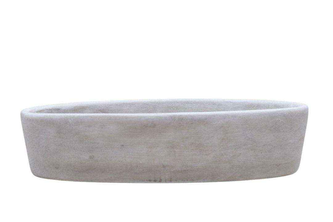 Pflanzschiff oval Zement grau L36x9xH9cm