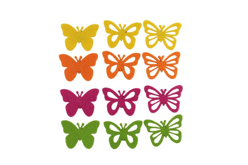 Schmetterling Streuer Filz farbmix bunt D5,5cm