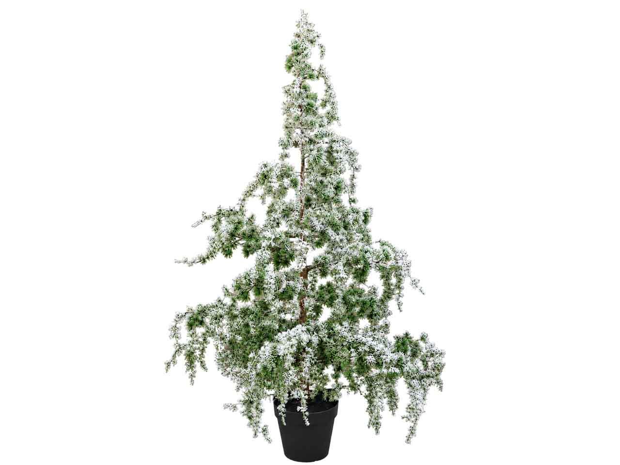 Zederbaum im Topf mit Schnee, Kunststoff, grün/weiß H150cm