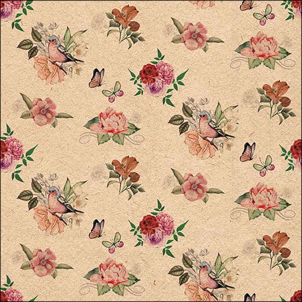 Serviette 33x33 cm Charlotte nature mit rosa Rosen
